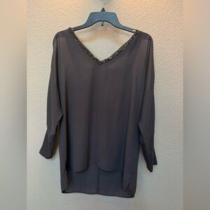 Elegant Gray V-Neck Women's Top